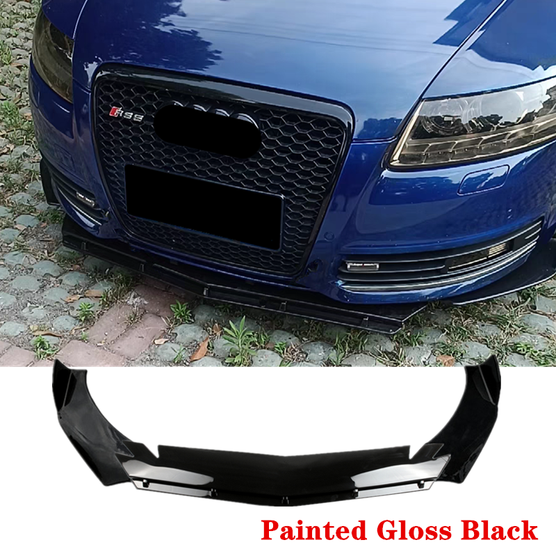 Adjustable Universal Gloss Black Front Lip SplitterFit For AUDI A6