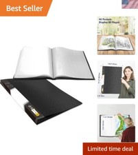 Classic Round Corner Art Portfolio Folder - 40 Pockets Display Book for Artworks