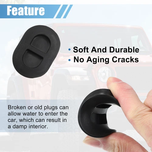 Floor Pan Drain Plugs for Jeep Wrangler JK JL 2014-2023 Rubber Oval Plugs 4 Pcs - Picture 3 of 6