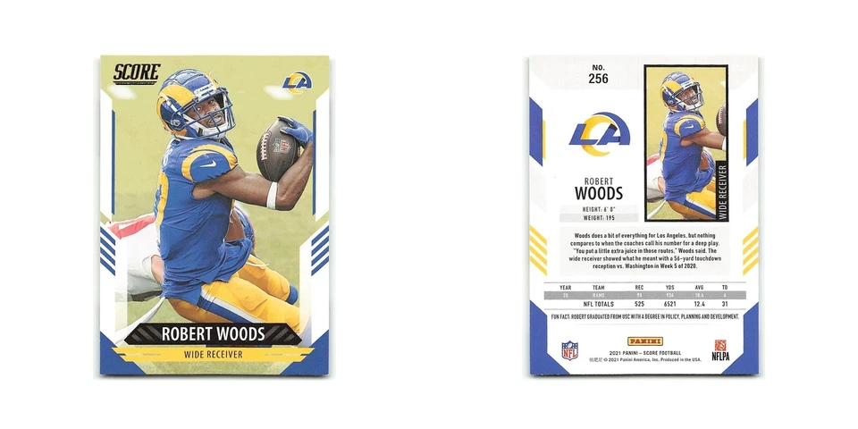 Robert Woods 2021 Score #256 Los Angeles Rams Football Card NM - Image 3 of 3