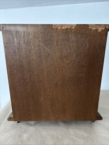 Price Wood Jewelry Cabinet Curved Glass Door Half Round Table Top Necklace Vtg - Picture 4 of 17