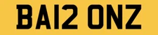 BARRON BARON NUMBER PLATE PRIVATE REGISTRATION CHERISHED CAR REG PLATE BA12 ONZ