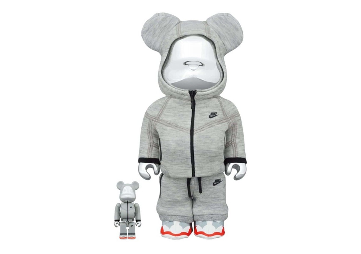 SEALED MEDICOM TOY BEARBRICK NIKE TECH FLEECE N98 400% 100% SET IN 