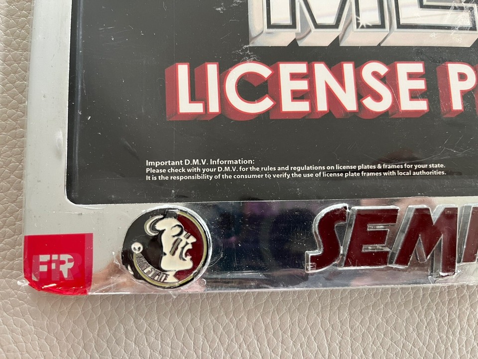 Florida State Seminoles Metal License Plate Frame - Black Finish Team Pride Display