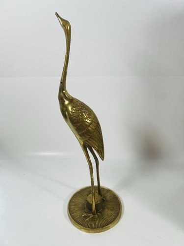 Vintage Brass Crane Heron Egret Figurine 11.5" Figure MCM decor Korea Damage - Picture 6 of 11