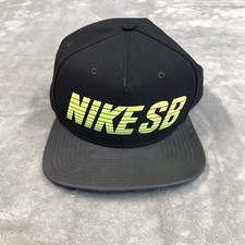 Nike SB Snapback Hat Black Neon Spellout Flat Brim Skateboarding