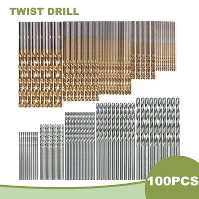 100 Stck. Titan Spiralbohrer Bit Set Zum Selbermachen Hand Elektro Bohrer Holzbearbeitung Werkzeug Accesso