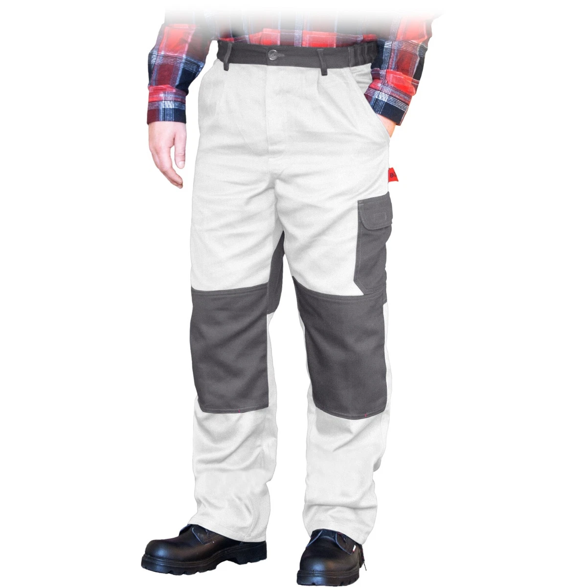 Pantalones de trabajo pantalones de cintura blanco gris pantalones de pintor 100% algodón ropa de protección talla 46-62