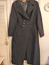 Precis Charcoal Grey Cashmere/wool Blend Double Breasted Vintage Maxi Coat 14/16