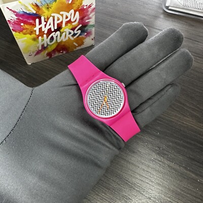 NEW✓ Swatch Women's Originals GP142 Pink Silicone Swiss Quartz