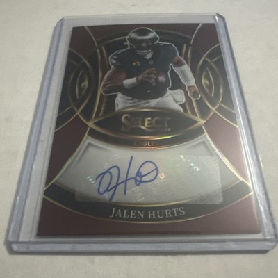 2025 Panini Select #SP-JLH Jalen Hurts Signatures Maroon Prizm #/75