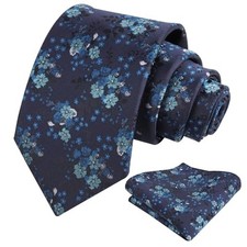 Mens 3.15inches Delicate Floral Tie with Small Flower Printed Handkerchief Set