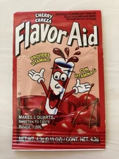 Vintage Flavor•Aid CHERRY Flavored Drink Mix w/Vit C Packet NOS Unopened SEALED!