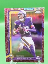 2025 Topps Chrome- Justin Jefferson Football Leather Refractor #195 Vikings