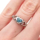 925 Sterling Silver Vintage Real Turquoise Inlay Heart Oxidized Ring Size 6