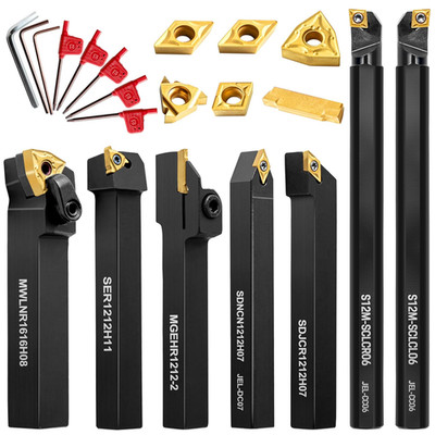 1/2'' MWLNR Heavy-Duty Lathe Turning Tool Set (7Pcs), Nitrided Anti-Chatter Shank