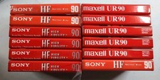Lot Of 12 Sealed Blank Cassette Tapes Sony HF 90  Maxell UR90