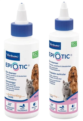 VIRBAC EpiOtic Ear Cleaner for Dogs & Cats 60ml, 125ml Bottle Antibacterial, Antifungal