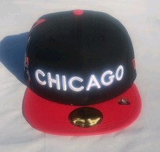 New Era Chicago Bulls 59 fifty fitted hat cap black red Sz 7 1/4 NEW