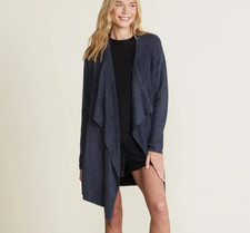Barefoot Dreams CozyChic Lite Island Wrap Sweater Small Indigo Blue Loungewear