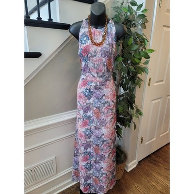 H&M Maxi Dress Women's Size 4 Multicolor 100% Polyester Sleeveless Crew Neck
