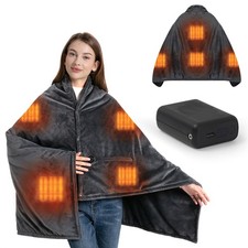 Cordless Heated Blanket with 20000mAh Power Bank, 58"X35" Dual-Sided Crystal ...