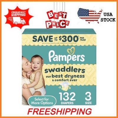 NEW Pampers Swaddlers Diapers, Size 3, 132 Count (Select for More Options)