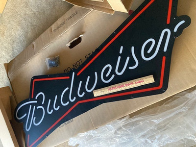   NIB XL Budweiser 4ft Bowtie LED Beer Bar Sign Light