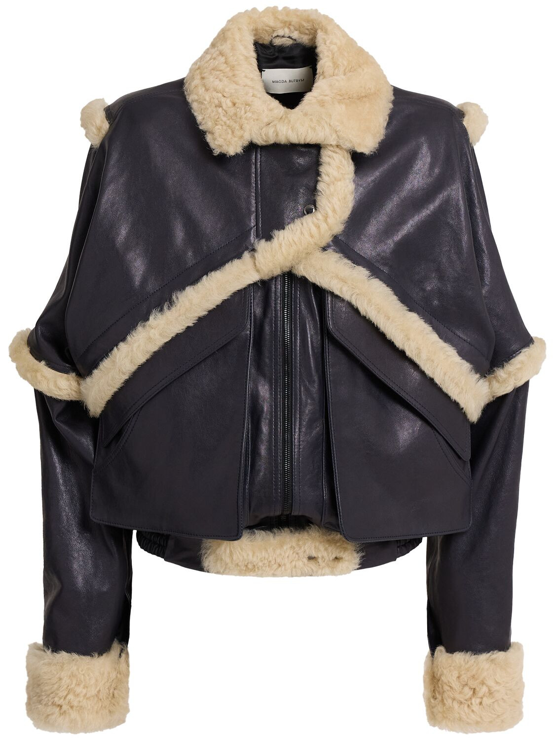 MAGDA BUTRYM Navy Shearling And Leather Jacket New & Authentic