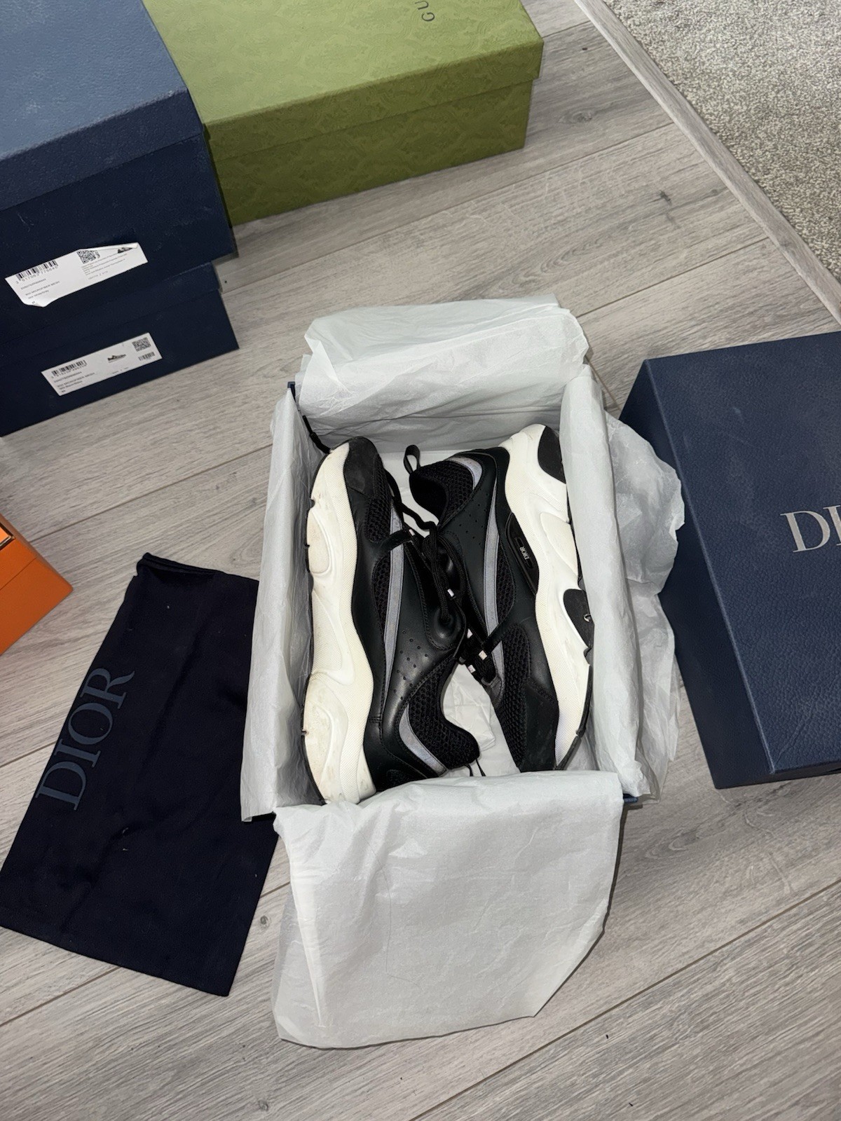 Dior B22 Black/White Lace Up Low Top Trainers | UK 10 | EU 44 image 2