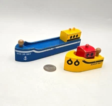 Thomas Tank & Friends Wooden Railway Train Sodor Bay Cargo Ship Tug Boat Lot x2
