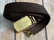 Yves Saint Laurent Brown Nylon Adjustable Belt Vintage 43 Inches