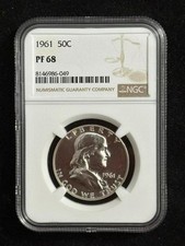 1961 Silver Proof Franklin Half Dollar NGC PF 68