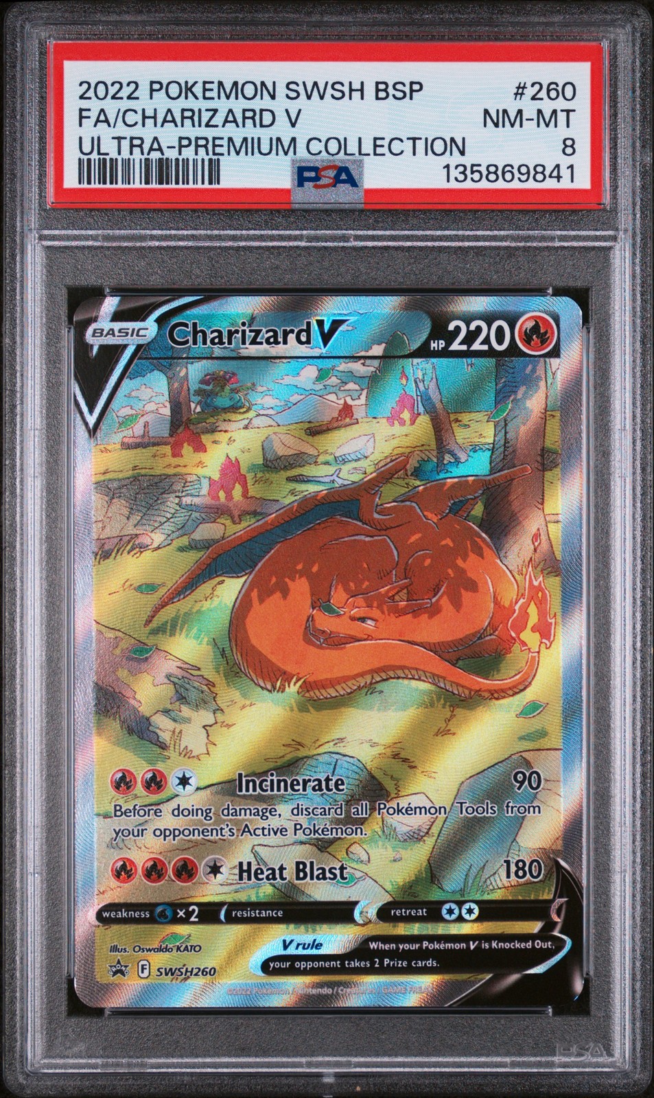 2022 POKEMON SWSH BLACK STAR PROMO #260 FULL ART/CHARIZARD V PSA 8