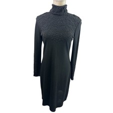 Linda Allard Ellen Tracy Black Wool Beaded Dress Women s Size 6 NWOT