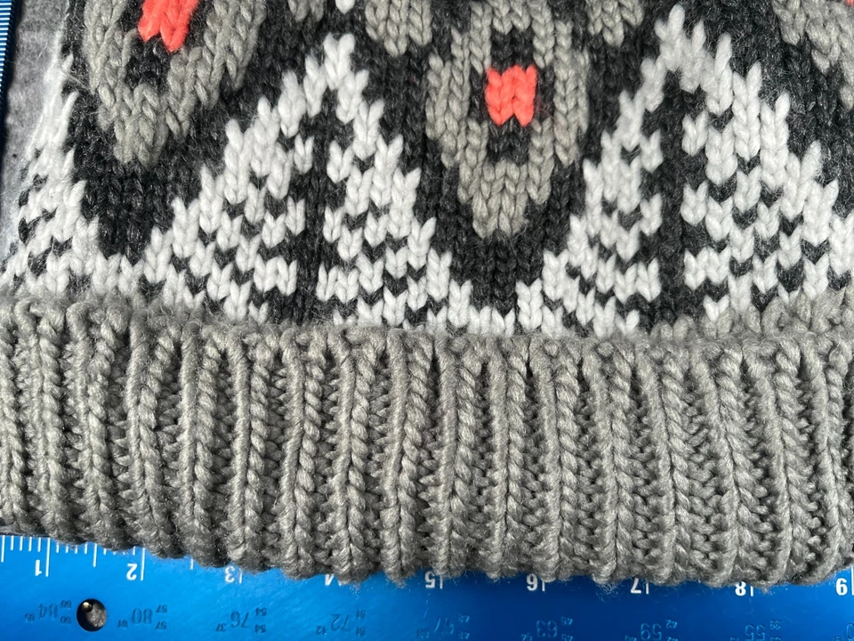 Hollister Beanie Toque Adulto Tamanho Único Cinza Rosa Fair Isle Malha 100% Acrílico Esqui - Imagem 2 de 4