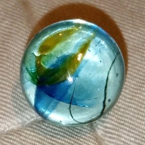 Blue Green Yellow Swirl Glass Marble *RARE*