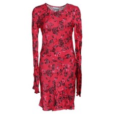 Ganni Floral-Print Long Sleeve Mini Dress In Viscose Women Red Size 34
