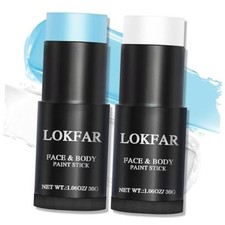 Light Blue and White Face Body Paint Stick, White White  Light Blue