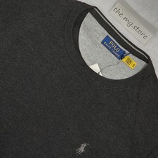 Polo Ralph Lauren Textured Cotton Dark Gray, Gray Pony Crewneck Sweater Sz XL
