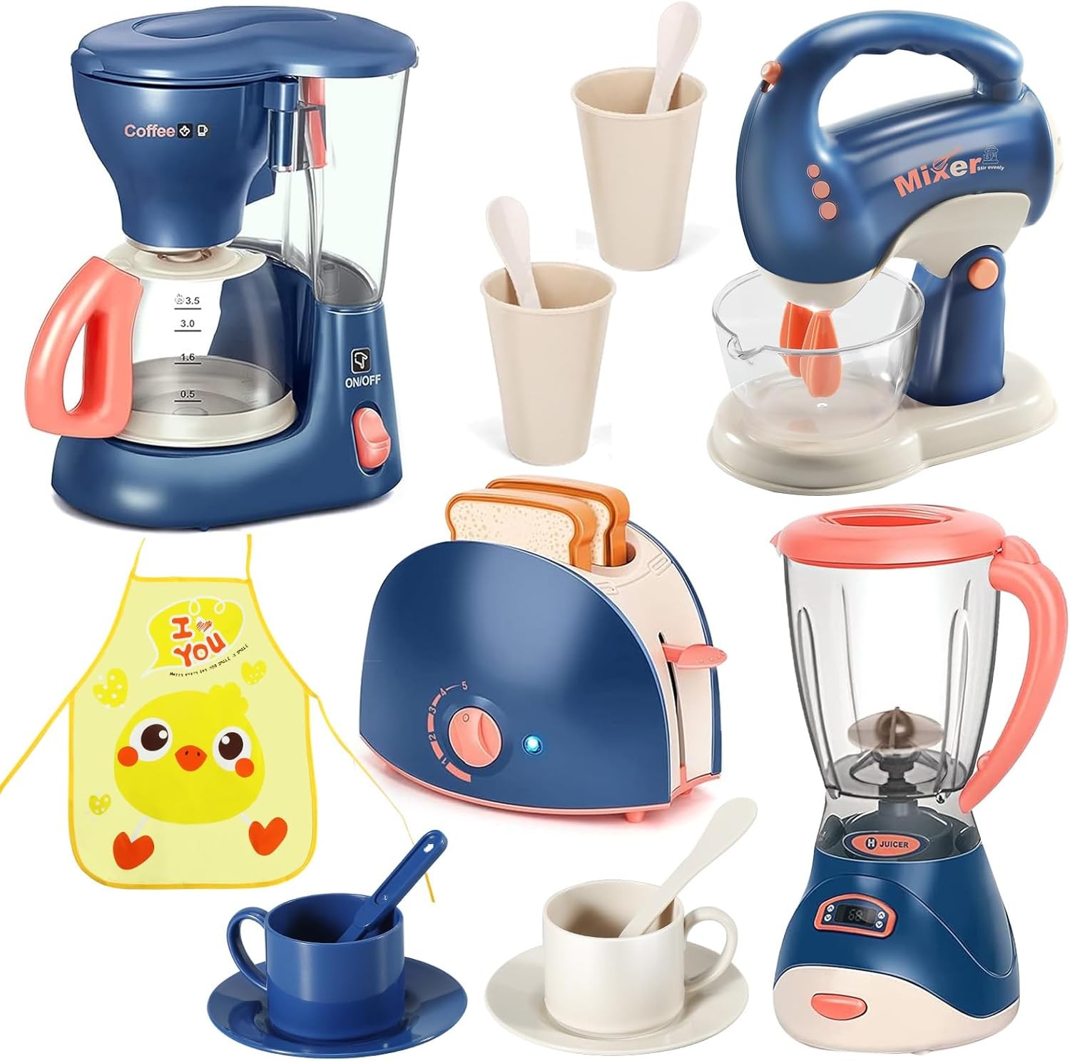 Kids toys play kitchen set with kids coffee machine,blender toy,mixer,toaster f