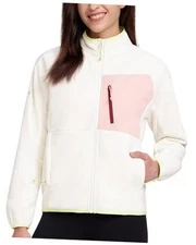  Women's Fleece Jacket Full Zip Lightweight Warm Soft Polar Small Off-white