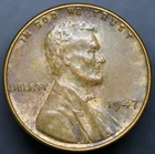1947-P Lincoln Wheat Cent Penny RED XF/AU! Nice Details! (#8813)