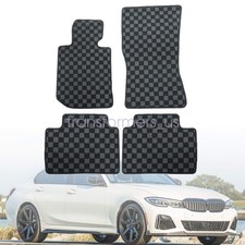 4pcs Checkered Flag Carpet Floor Mats For 2019-2024 Bmw 3-series G20 M3 G80