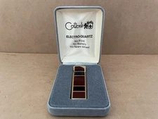 Vintage COLIBRI Pocket Lighter w/ Box ELECTRO-QUARTZ Japan gold brown black #10