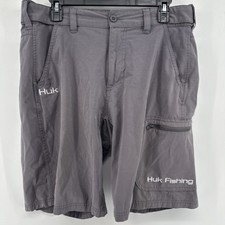 HUK Next Level 7 FISHING SHORTS Mens Size Large Gray 34x10”