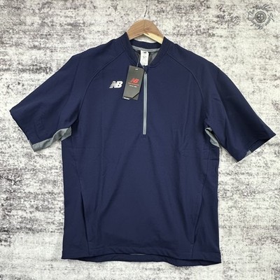 NWT New Balance 3000 Batting Jacket Mens Medium Navy Blue Short Sleeve 1/2 Zip