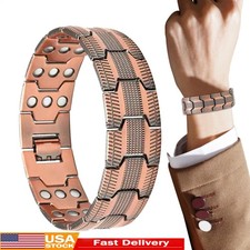 Men's Bracelet Magnetic Therapy Arthritis Pain Relief Pure Solid Copper Bangle