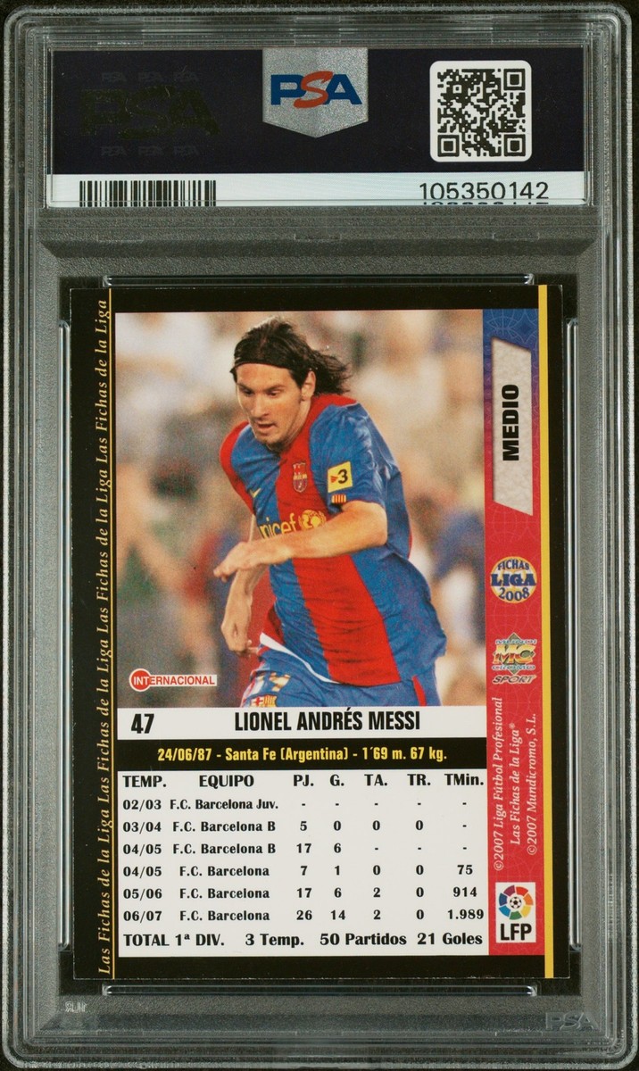 2007 MUNDI CROMO LAS FICHAS DE LA LIGA #47 LIONEL MESSI PSA