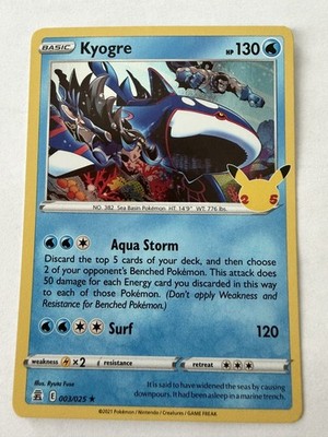 Pokemon - Kyogre - Rare - Regular - 3/25 - NM